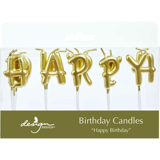 Design Design Gold Letters Specialty Birthday Candles Set
